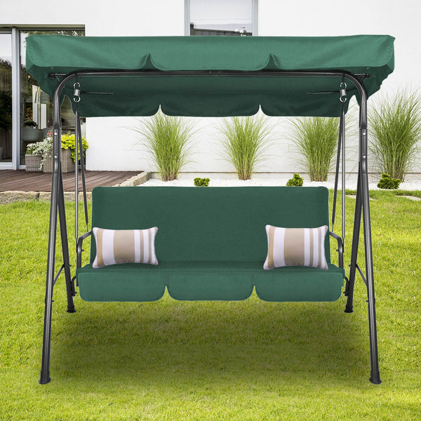 Milano Outdoor Swing Bench Seat Chair Canopy Furniture 3 Seater Garden Hammock Dark Green Swing Seats
