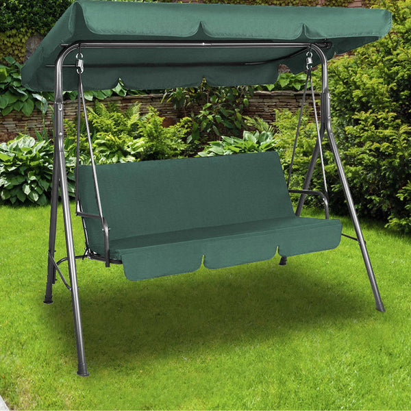 Milano Outdoor Swing Bench Seat Chair Canopy Furniture 3 Seater Garden Hammock Dark Green Swing Seats