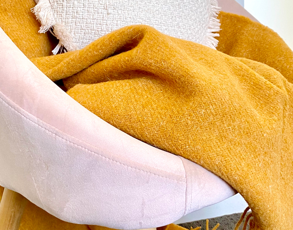 Codu Brighton Throw 100% Nz Wool Mustard Throws & Afghans