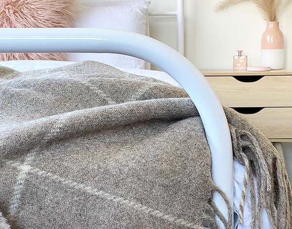 Codu Brighton Throw 100% Nz Wool Beige Striped Throws & Afghans