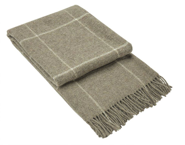 Codu Brighton Throw 100% Nz Wool Beige Striped Throws & Afghans