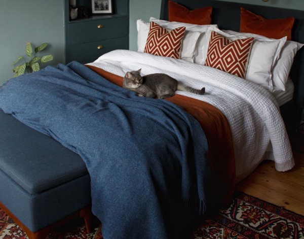 Codu Brighton Throw 100% Nz Wool Navy Throws & Afghans