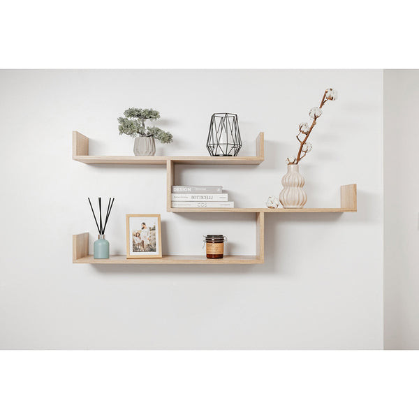 Zurich Multi Level Shelf Kit Oak Wall Shelves