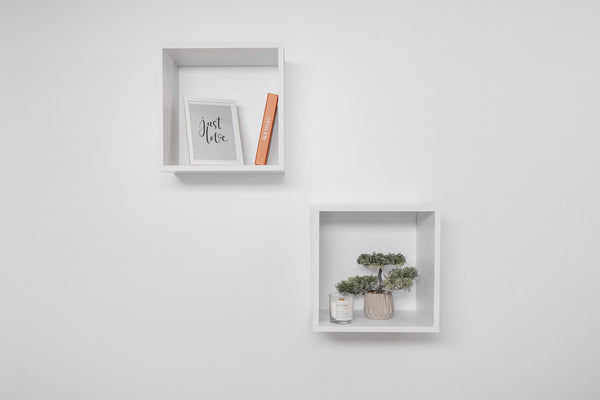 Bergen Cube Twin Pack (White) Wall Shelves