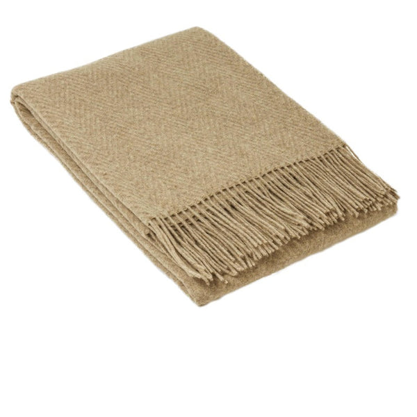 Codu Hampton Throw Merino Wool Blend Camel Throws & Afghans