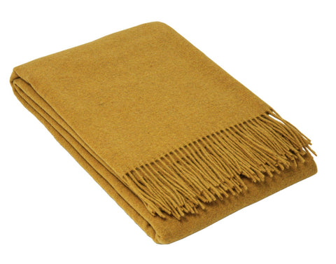 Codu Oxford Throw Merino Wool Blend Mustard Throws & Afghans