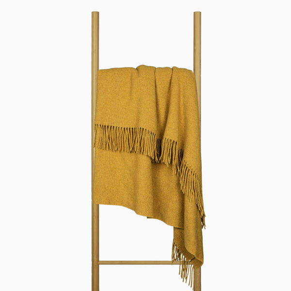 Codu Oxford Throw Merino Wool Blend Mustard Throws & Afghans