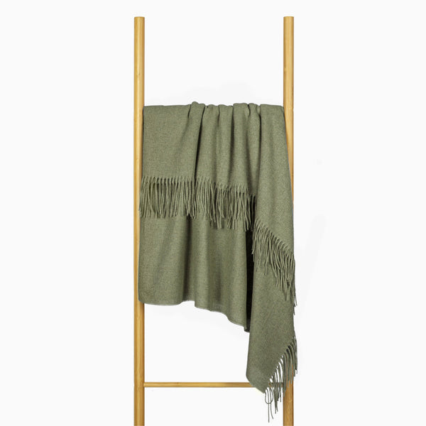 Codu Paddington Throw Fine Wool Blend Olive Throws & Afghans