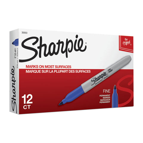 Sharpie Fine Point Permanent Marker Blu Box Of 12