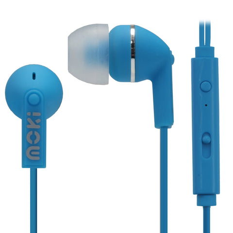 Moki Noise Isolation Earbuds With Microphone & Control - Blue