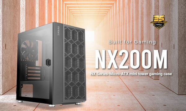 Antec Nx200m M-, Itx Value Case, Large Mesh Front For Excellent Cooling, Side Window, 1X 12Cm Fan Included, Radiator Up To 240Mm