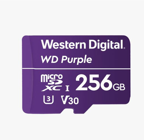 Western Digital Wd Purple 256Gb Microsdxc Card 24/7 -25°C To 85°C Weather & Humidity Resistant For Surveillance Ip Cameras Mdvrs Nvr Dash Cams Drones