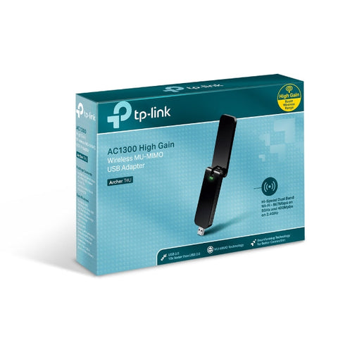 Tp-Link Archer T4u Ac1300 Wireless Dual Band Usb Adapter 2.4Ghz (400Mbps) 5Ghz (867Mbps) 1Xusb3 802.11Ac Omni Directional Antenna Wps Button Ext C