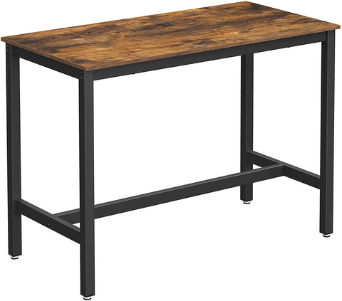 Bar Table With Solid Metal Frame And Wood Look, 120 X 60 90 Cm