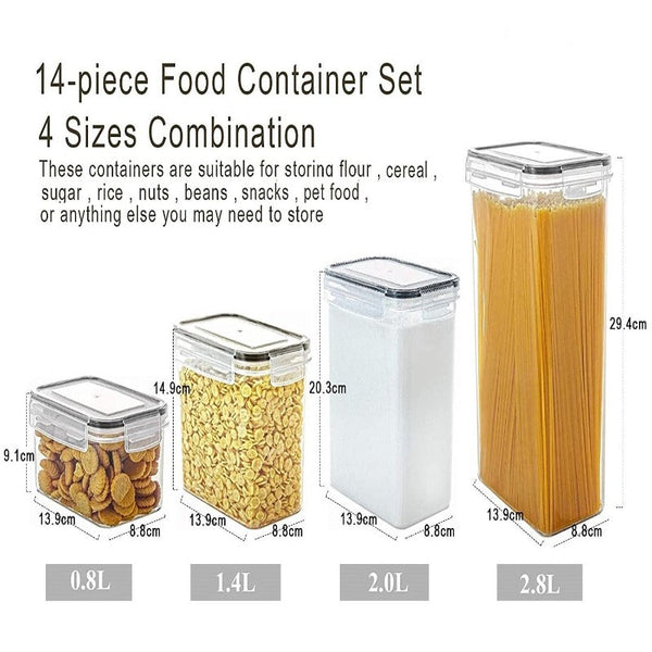 14 Pieces Airtight Food Storage And Bpa Free Plastic With Easy Lock Black Lids Labels For Kitchen