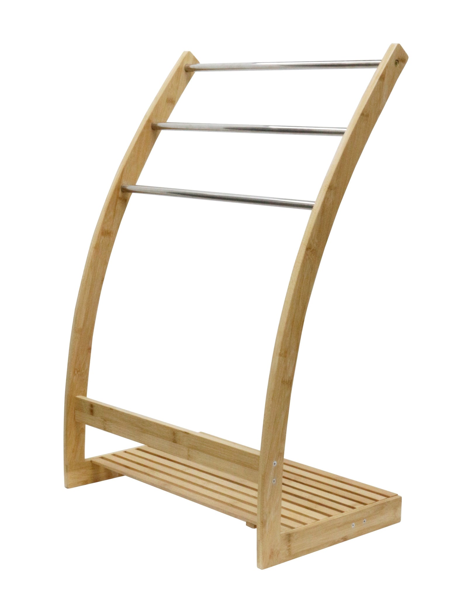Bamboo Towel Bar Metal Holder Rack 3 Tier Freestanding And Bottom Shelf For Bathroom Towel Racks