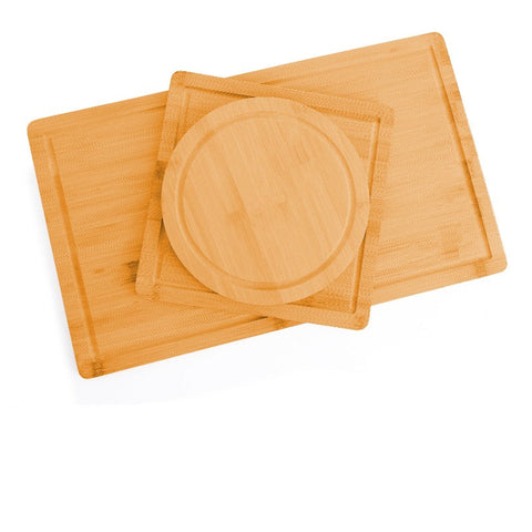 3 Pieces Bamboo Cutting Board With Juice Groove And Mobile Holder Included For Home Kitchen