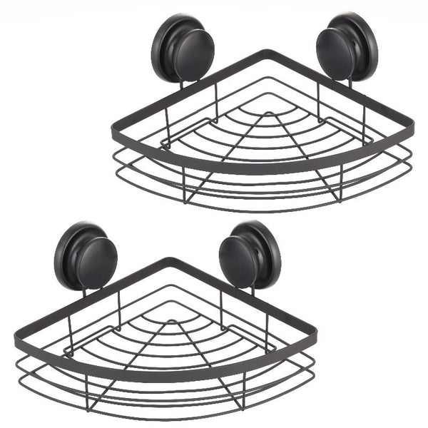 Carla Home 2 Pack Round Corner Shower Caddy Shelf Basket Rack With Premium Vacuum Suction Cup No Drilling For Bathroom And Kitchen Bath Caddies & Tray