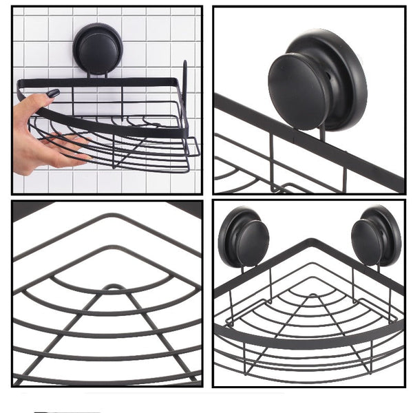 Carla Home 2 Pack Round Corner Shower Caddy Shelf Basket Rack With Premium Vacuum Suction Cup No Drilling For Bathroom And Kitchen Bath Caddies & Tray