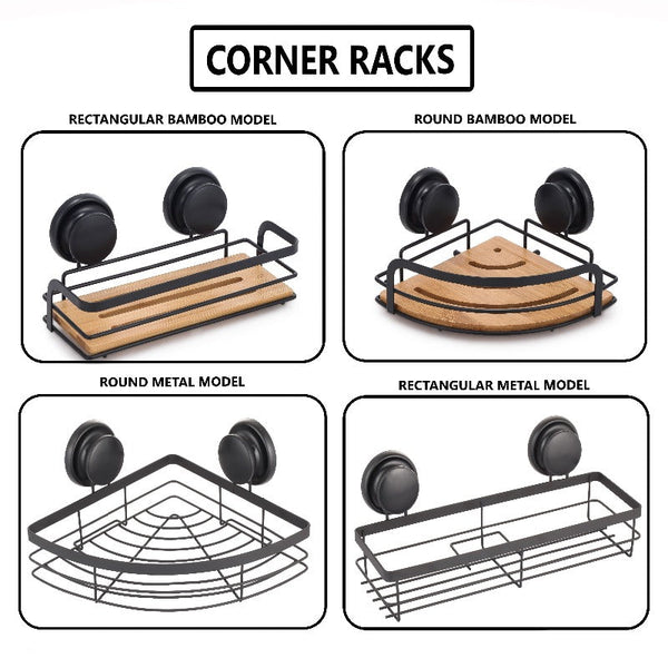 Carla Home 2 Pack Round Corner Shower Caddy Shelf Basket Rack With Premium Vacuum Suction Cup No Drilling For Bathroom And Kitchen Bath Caddies & Tray