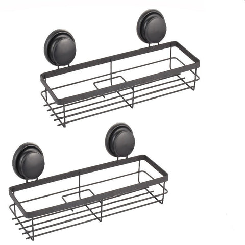 Carla Home 2 Pack Rectangular Corner Shower Caddy Shelf Basket Rack With Premium Vacuum Suction Cup No Drilling For Bathroom And Kitchen Bath Caddies