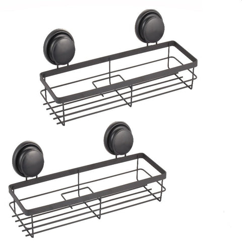 2 Pack Rectangular Corner Shower Caddy Shelf Basket Rack With Premium Vacuum Suction Cup No-Drilling For Bathroom And Kitchen