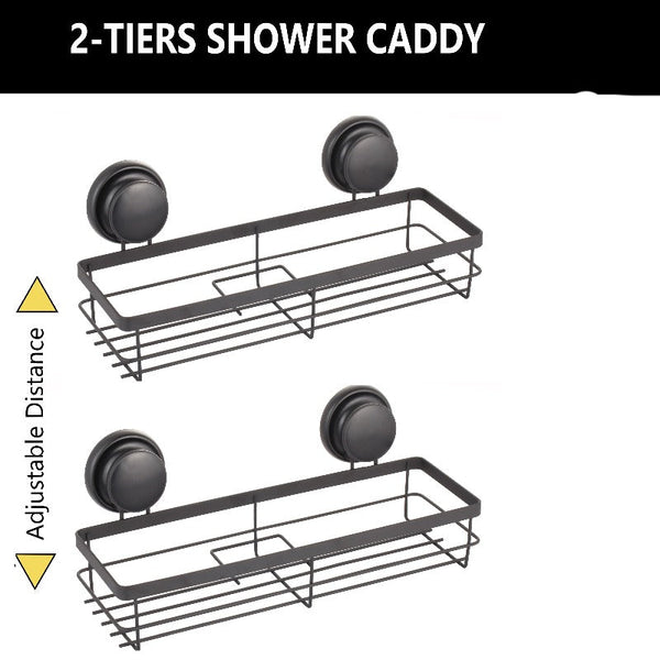 Carla Home 2 Pack Rectangular Corner Shower Caddy Shelf Basket Rack With Premium Vacuum Suction Cup No Drilling For Bathroom And Kitchen Bath Caddies