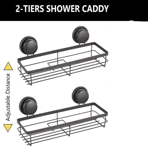 2 Pack Rectangular Corner Shower Caddy Shelf Basket Rack With Premium Vacuum Suction Cup No-Drilling For Bathroom And Kitchen