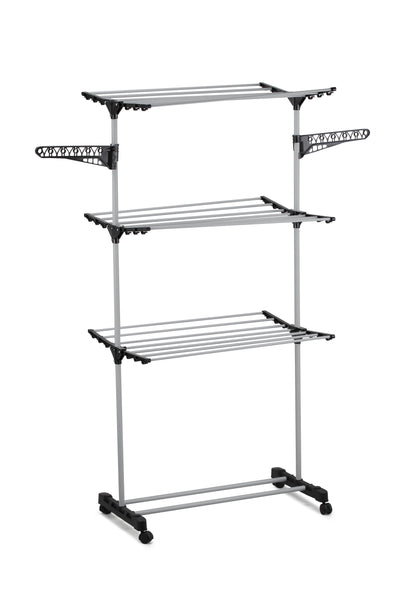 Carla Home Folding 3 Tier Clothes Laundry Drying Rack With Stainless Steel Tubes For Indoor & Outdoor Clothes Airers