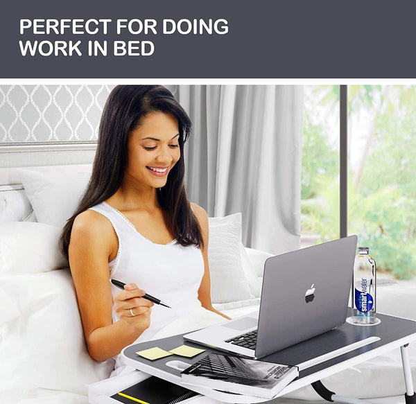 Carla Home Laptop Bed Desk With Storage And Foldable Legs For Adults Kids & Office Laptop Desks