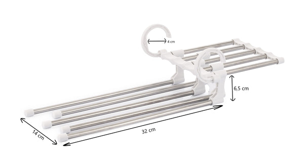 Carla Home 2 Pack Stainless Steel 5 In 1 Pants Hangers Non Slip Space Saving For Storage Clothes Hangers