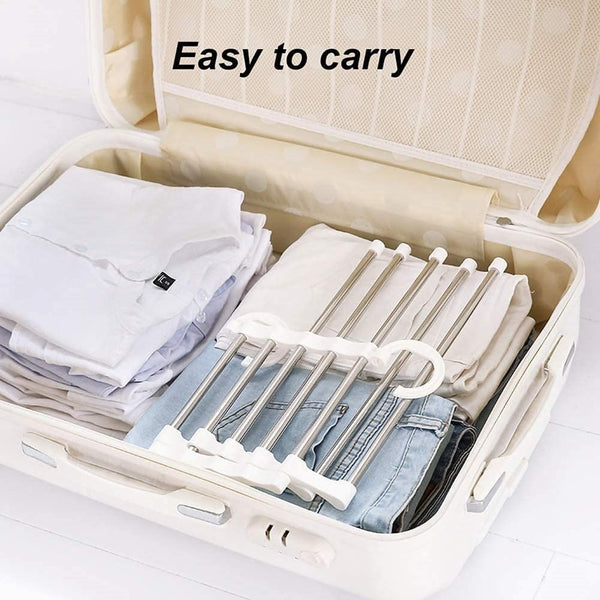Carla Home 2 Pack Stainless Steel 5 In 1 Pants Hangers Non Slip Space Saving For Storage Clothes Hangers