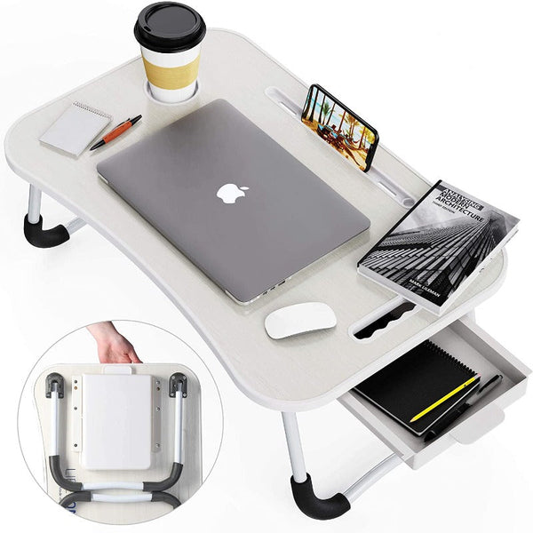 Laptop Bed Desk With Storage And Foldable Legs For Adults Kids & Home Office Stands Holders & Car Mounts
