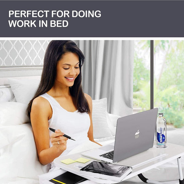 Laptop Bed Desk With Storage And Foldable Legs For Adults Kids & Home Office Stands Holders & Car Mounts
