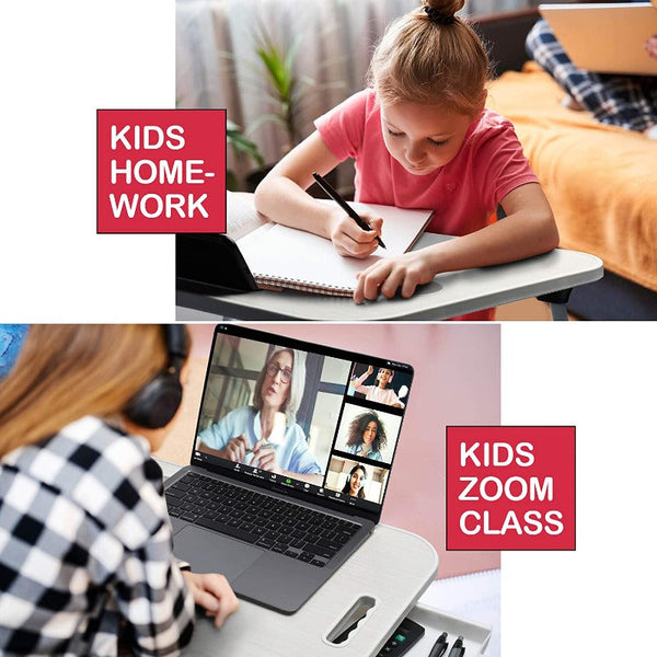 Laptop Bed Desk With Storage And Foldable Legs For Adults Kids & Home Office Stands Holders & Car Mounts
