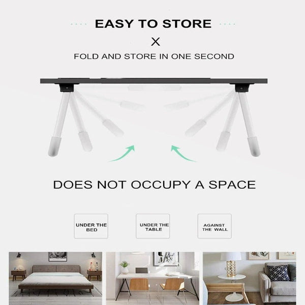 Laptop Bed Desk With Storage And Foldable Legs For Adults Kids & Home Office Stands Holders & Car Mounts