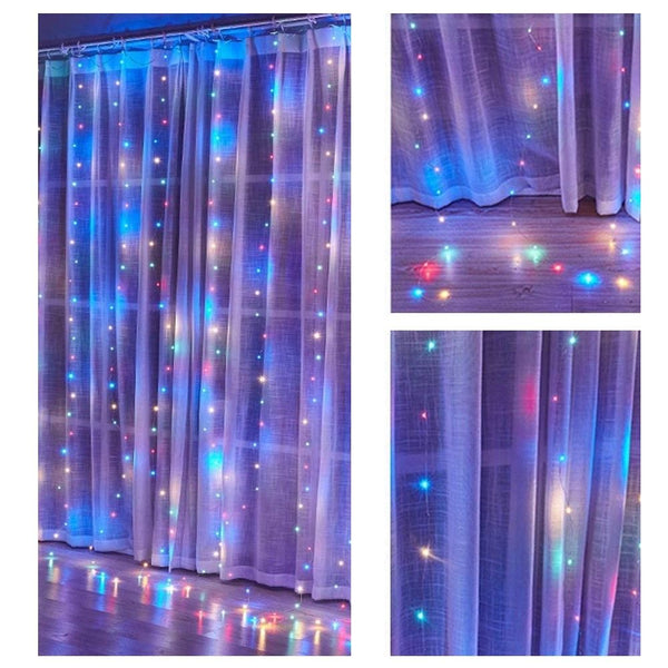 300 Leds Window Curtain Fairy Lights 8 Modes And Remote Control For Bedroom (Multicolor, X 300Cm)