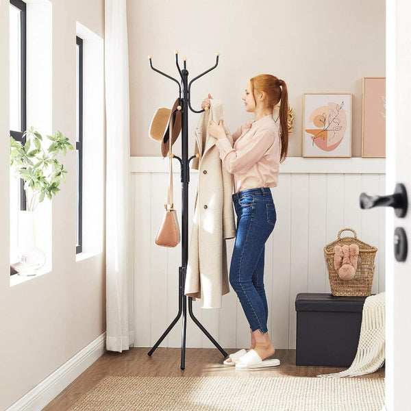 Metal Coat Rack Stand Hat Hanger Black 182Cm Racks & Hooks