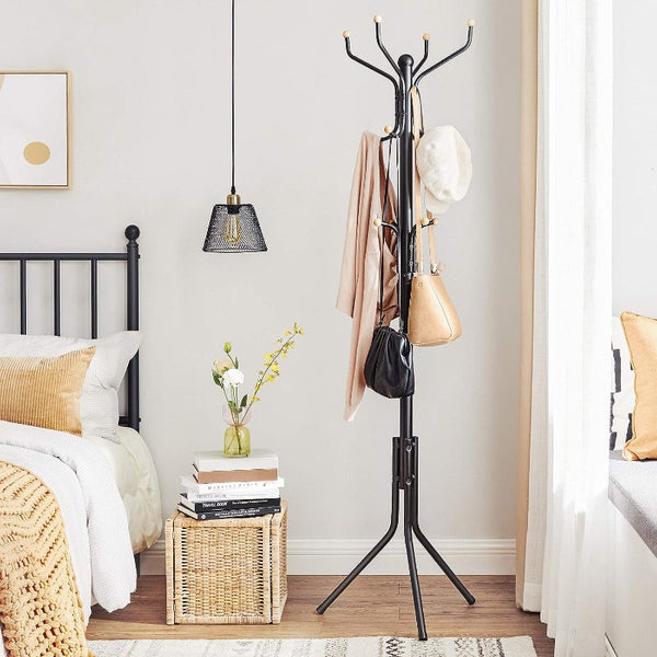Metal Coat Rack Stand Hat Hanger Black 182Cm Racks & Hooks
