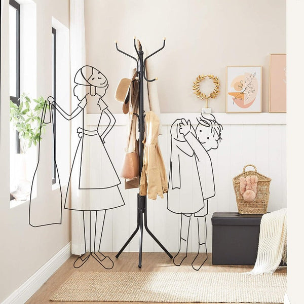 Metal Coat Rack Stand Hat Hanger Black 182Cm Racks & Hooks