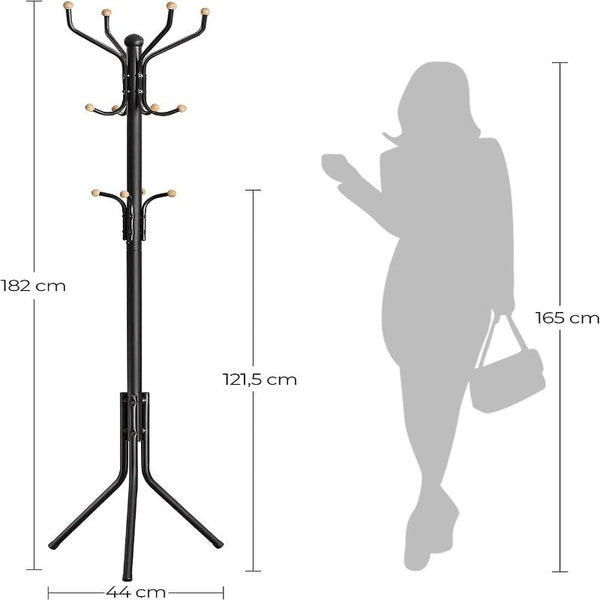 Metal Coat Rack Stand Hat Hanger Black 182Cm Racks & Hooks