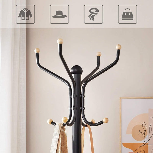Metal Coat Rack Stand Hat Hanger Black 182Cm Racks & Hooks