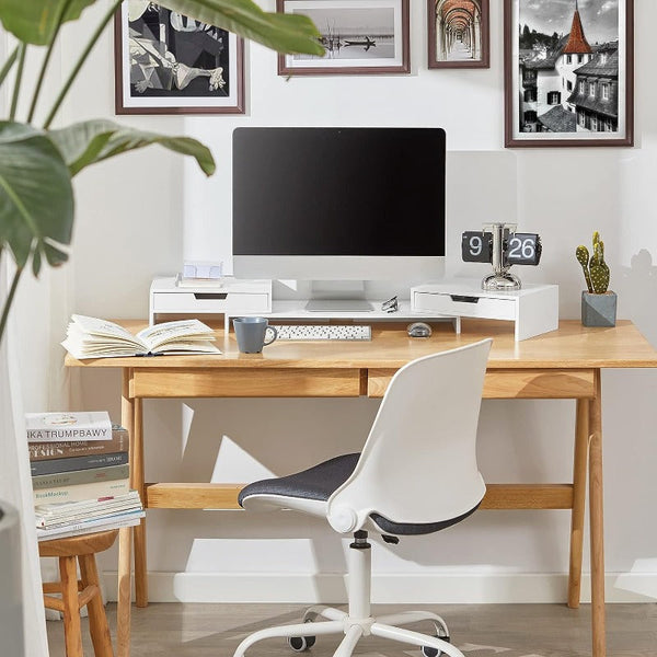 White Monitor Stand With Drawers Monitor Mounts & Stands
