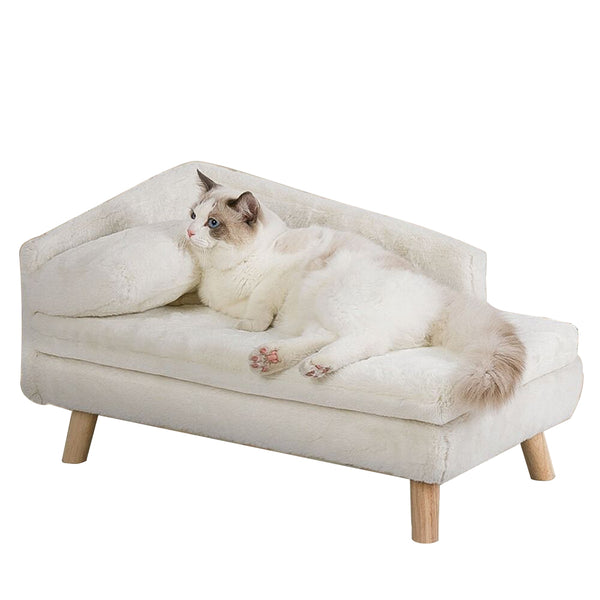 Small Raised Pet Sofa 70X40x39cm Waterproof Portable Dog Bed Beige Pet Beds