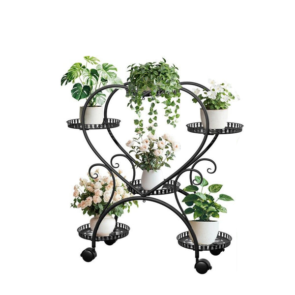 Rolling Metal Plant Stand Indoor Outdoor Garden Display Shelf Plant Stands