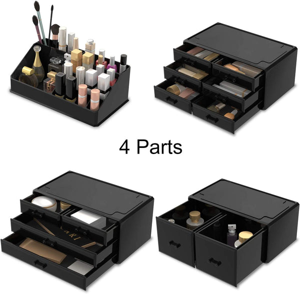 Makeup Cosmetic Organizer Storage With 12 Drawers Display Boxes (Black) Makeup Bags & Cases