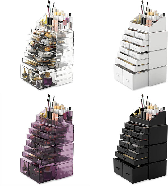 Makeup Cosmetic Organizer Storage With 12 Drawers Display Boxes (Black) Makeup Bags & Cases