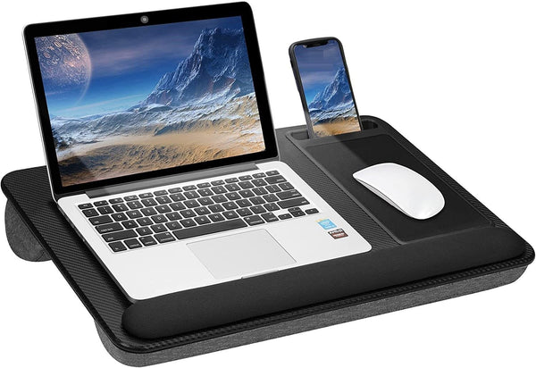 Laptop Desk With Device Ledge Mouse Pad And Phone Holder For Home Office (Black 43Cm) Laptop Desks