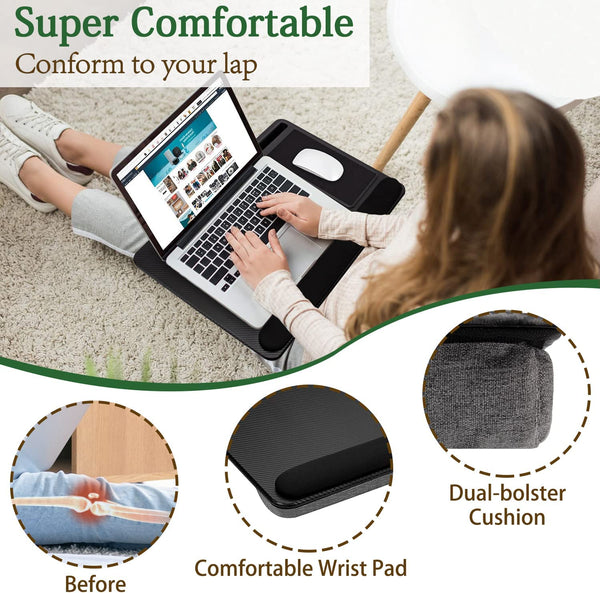 Laptop Desk With Device Ledge Mouse Pad And Phone Holder For Home Office (Black 43Cm) Laptop Desks
