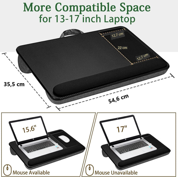 Laptop Desk With Device Ledge Mouse Pad And Phone Holder For Home Office (Black 43Cm) Laptop Desks